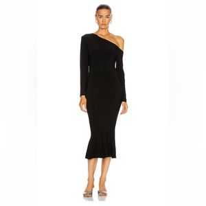 Norma Kamali Long Sleeve Drop Shoulder Fishtail Dress